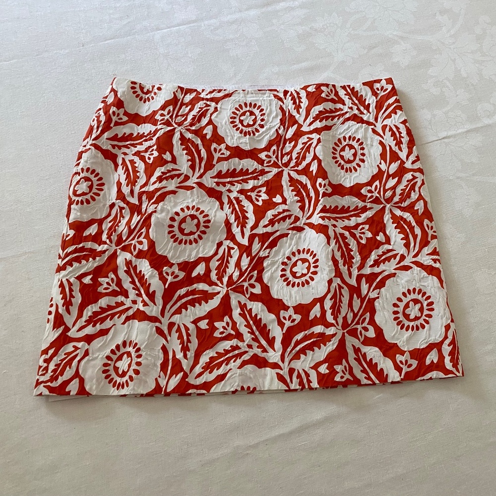 Michael Kors Collection Mini Skirt, Size 12, Orange and White